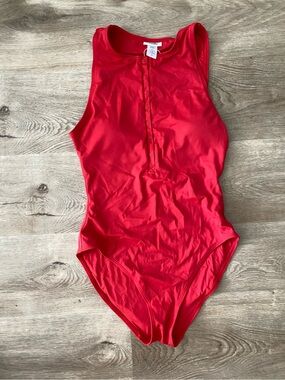 Andie Red Button-Front One-Piece Swimsuit